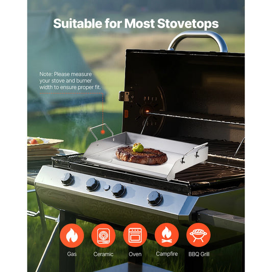SucceBuy Stainless Steel Flat Top Griddle Plate for Gas Grill