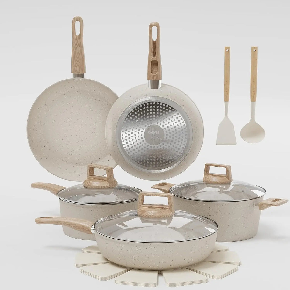 Garvee Ceramic Nonstick Cookware Set With Induction Compatibility