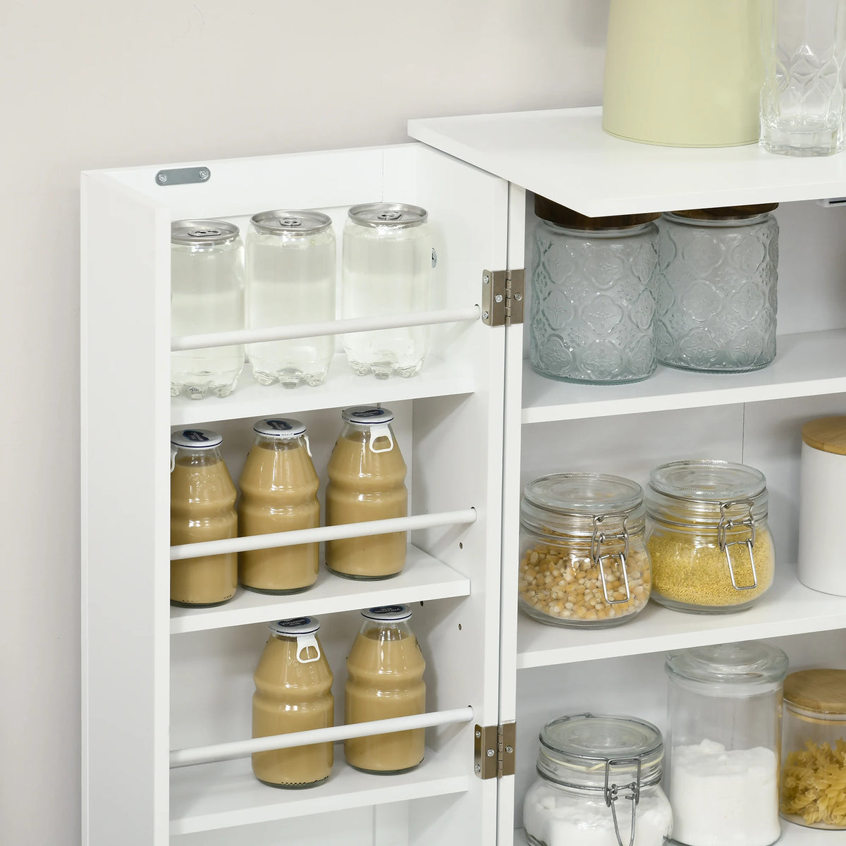 HOMCOM Modern Kitchen Pantry Cabinet With Double Doors And Shelves