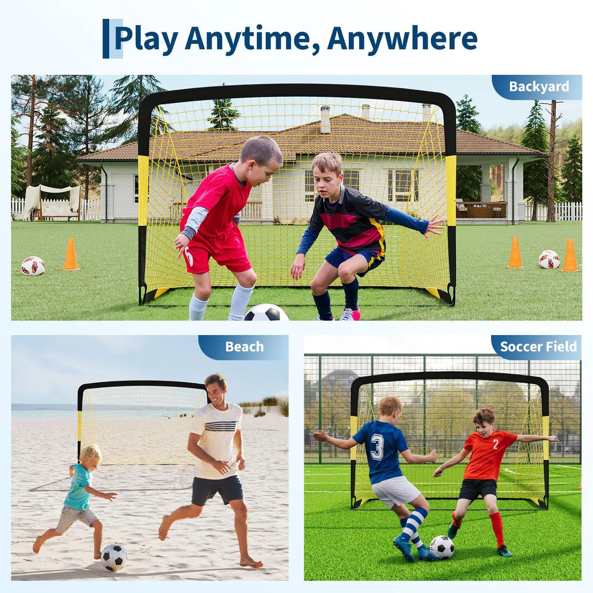 HiMISS Portable Soccer Goal Set with Training Accessories for Kids