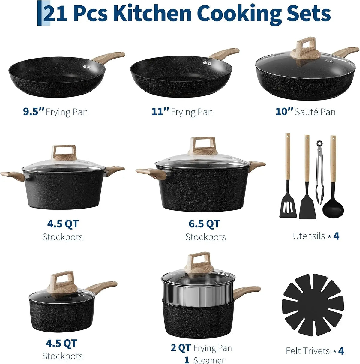 Garvee Ceramic Nonstick Cookware Set With Induction Compatibility
