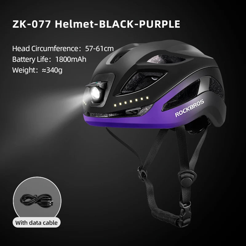 ROCKBROS Rechargeable LED Cycling Helmet With Front Safety Light