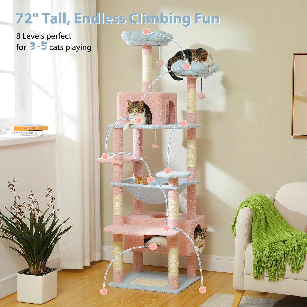 PETEPELA Multi Level Cat Tree With Sisal Scratching Posts