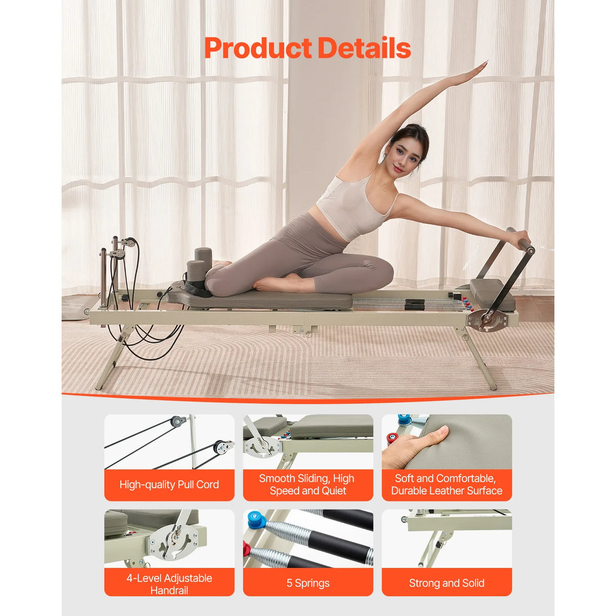SucceBuy Foldable Pilates Reformer Machine for Home Workouts