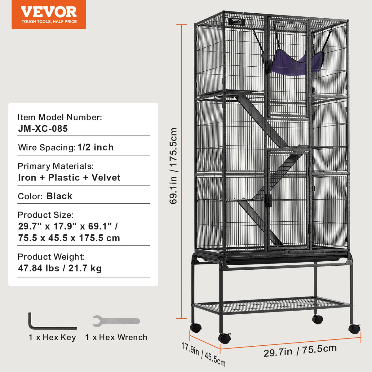 SucceBuy Four Tier Rolling Metal Small Animal Cage for Ferrets
