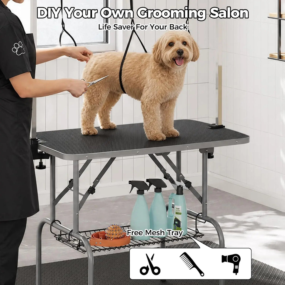 TWISTER.CK Professional Foldable Dog Grooming Table for Pets