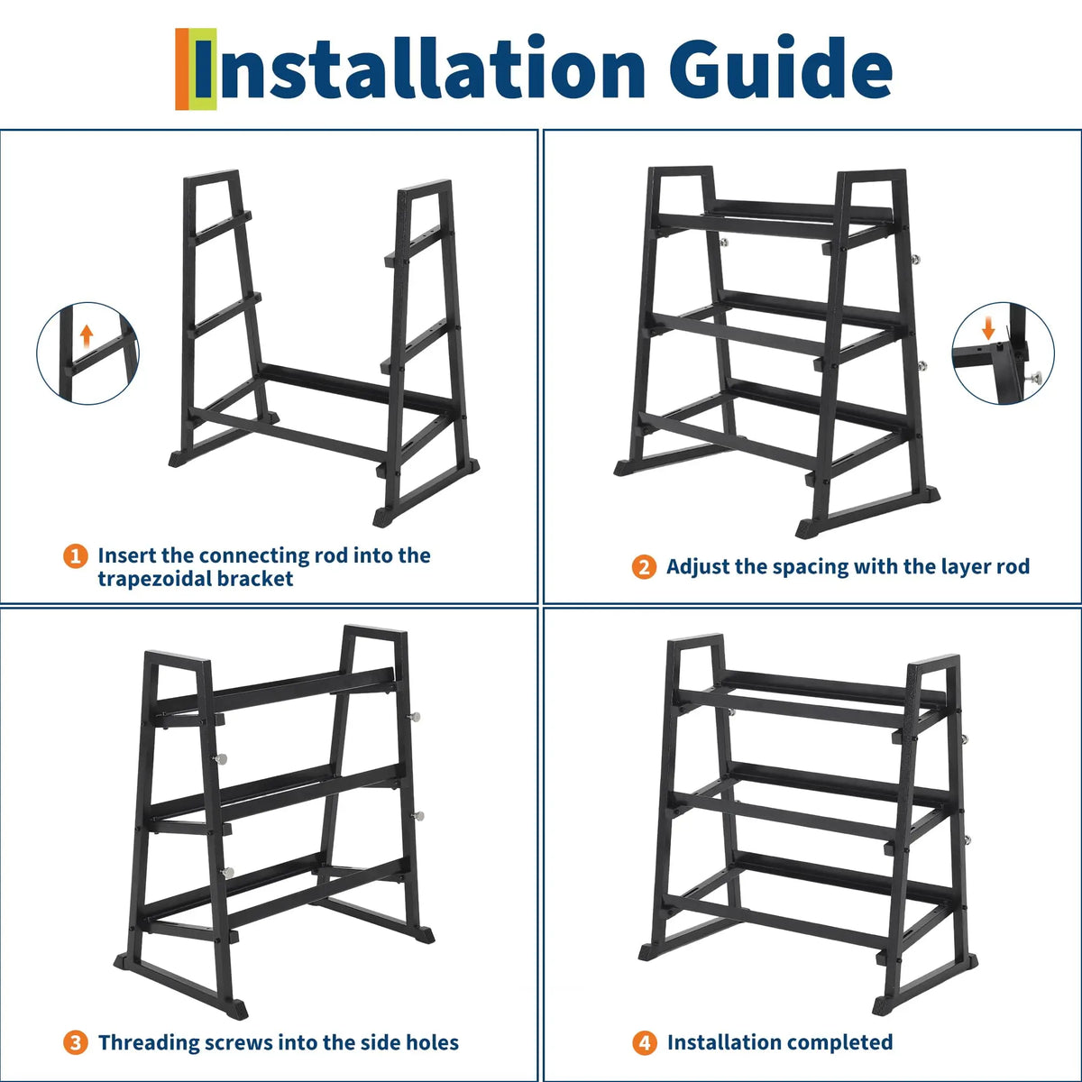 HiMISS Three Tier Trapezoidal Dumbbell Rack for Home Gym Storage