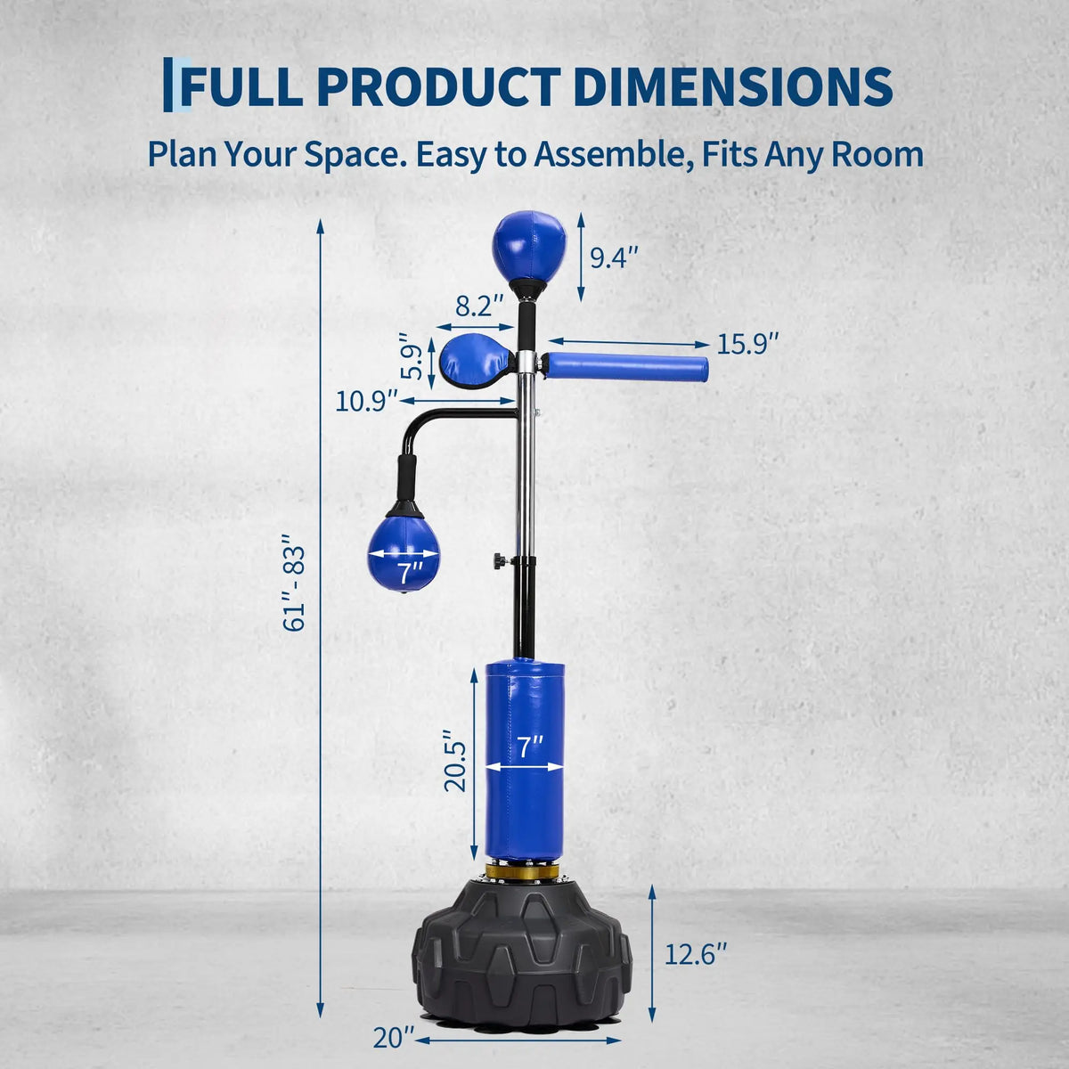 Freestanding Boxing Trainer With Swivel Bar And Dual Speed Balls
