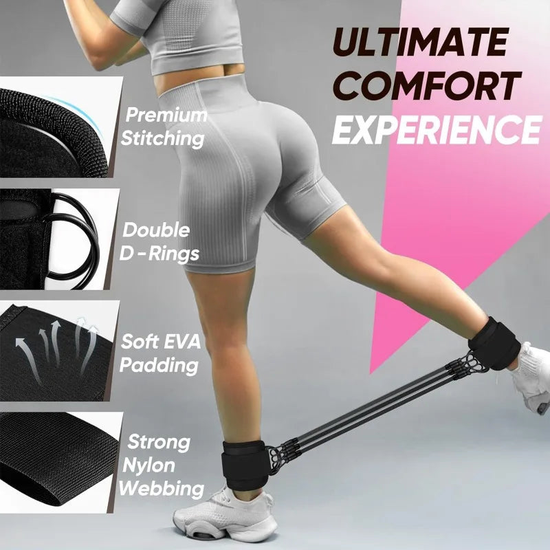 Ankle Resistance Bands With Secure Cuffs For Glute Training