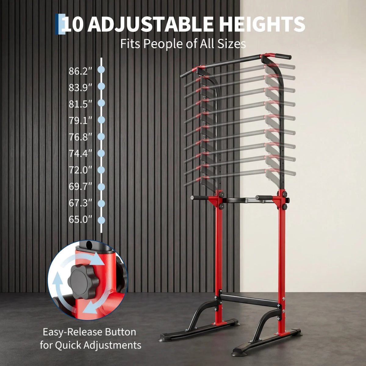 HiMISS Adjustable Power Tower Pull Up Dip Station Home Gym