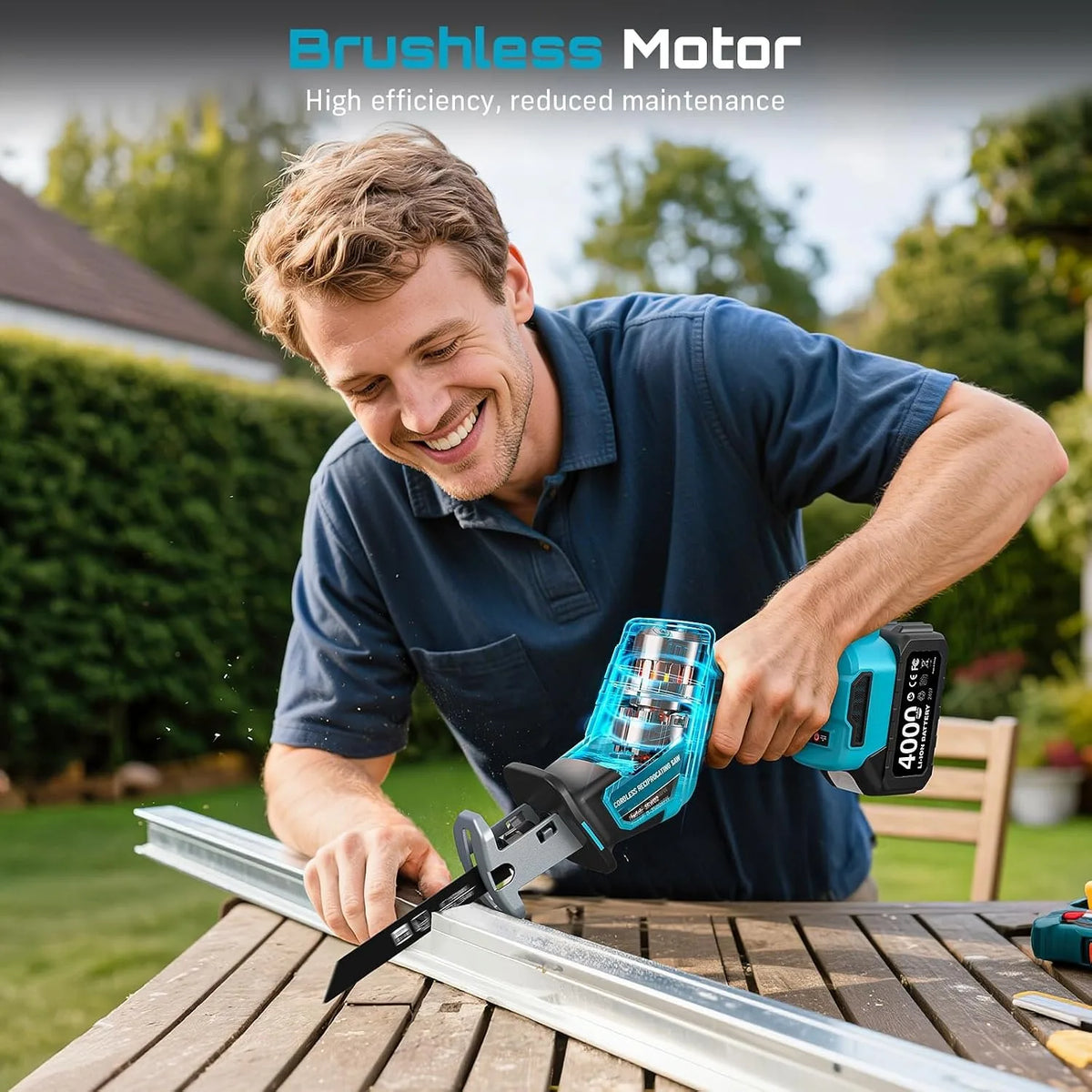 Seesii Brushless Cordless Reciprocating Saw for Wood and PVC Cutting