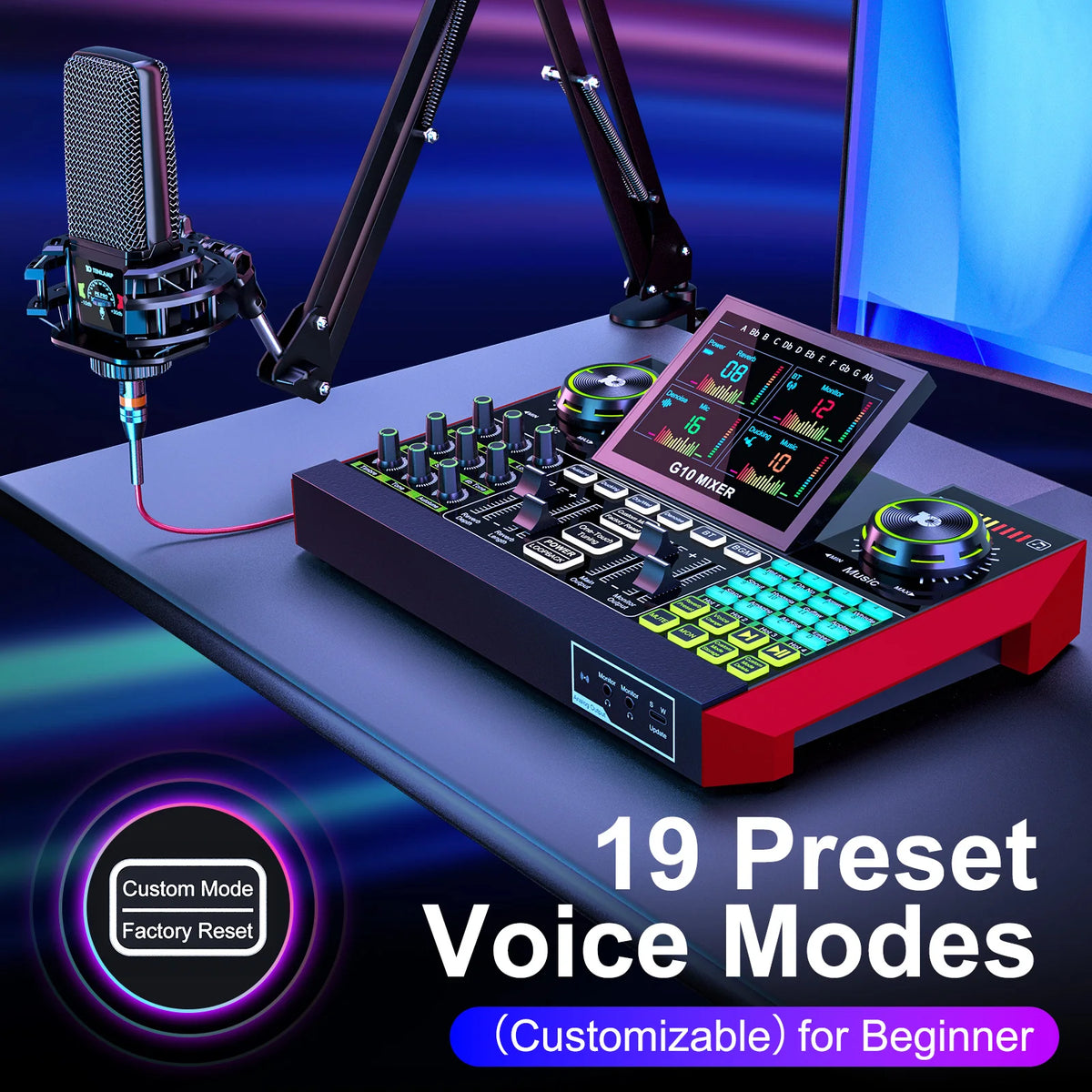 Tenlamp G10 Podcast Microphone Mixer Kit for Recording and Streaming