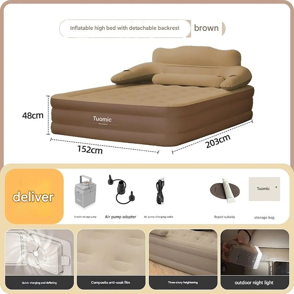 Automatic Inflatable Camping Mattress With Built In Pump for Indoor Outdoor Use