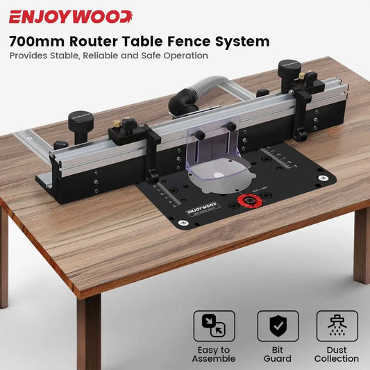 ENJOYWOOD Router Table Fence With T Track Brackets And Bit Guard