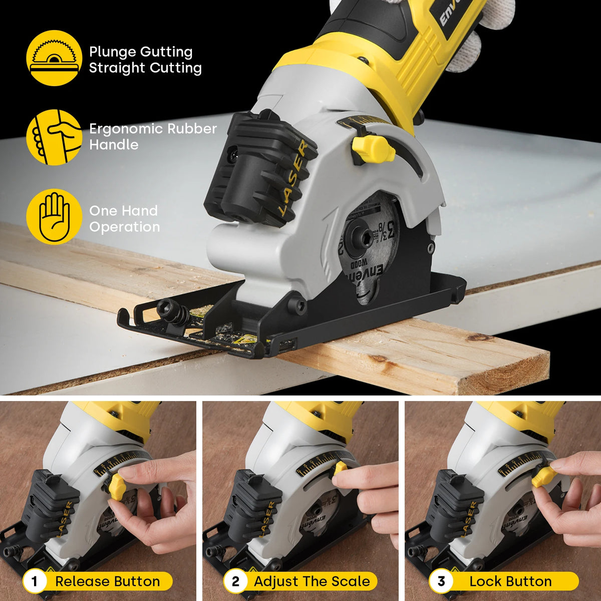 Enventor 580W Electric Circular Saw With Three Blades