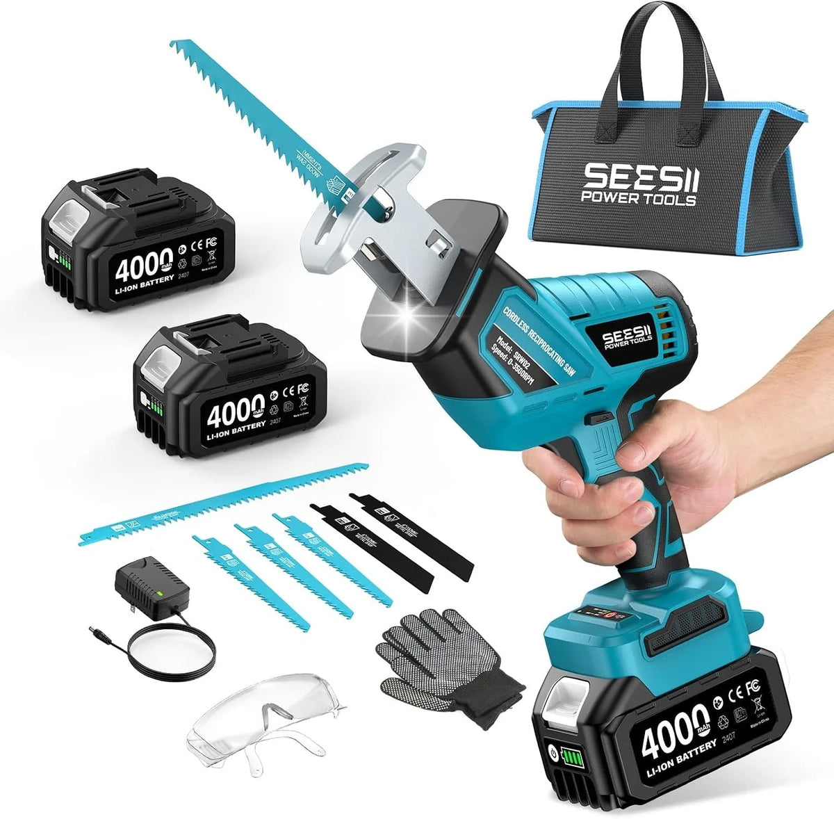 Seesii Brushless Cordless Reciprocating Saw for Wood and PVC Cutting