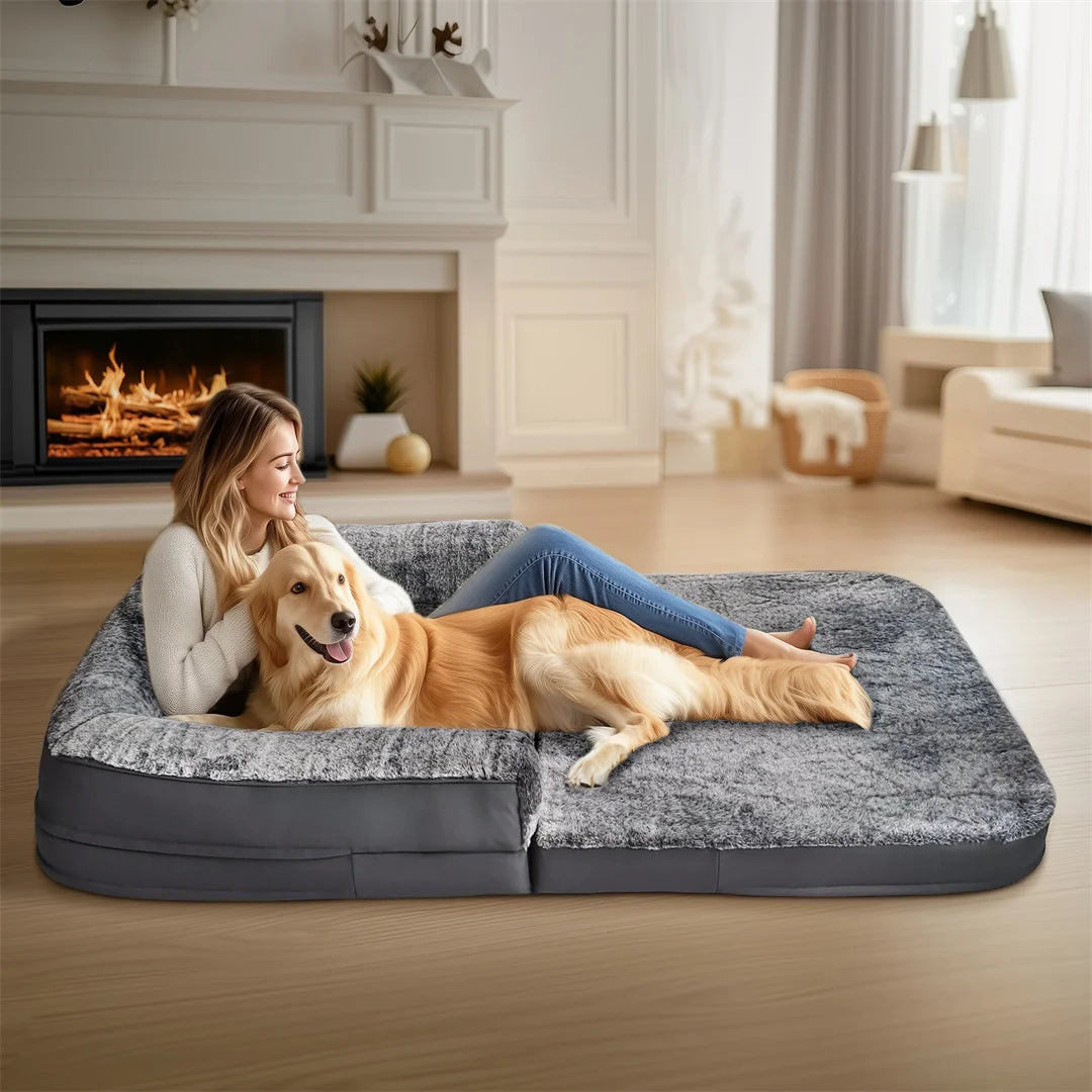 BINGOPAW Giant Plush Orthopedic Calming Dog Bed With Removable Cover