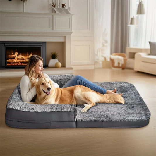 BINGOPAW Giant Plush Orthopedic Calming Dog Bed With Removable Cover
