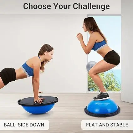 Half Balance Ball Trainer With Resistance Bands For Yoga And Fitness