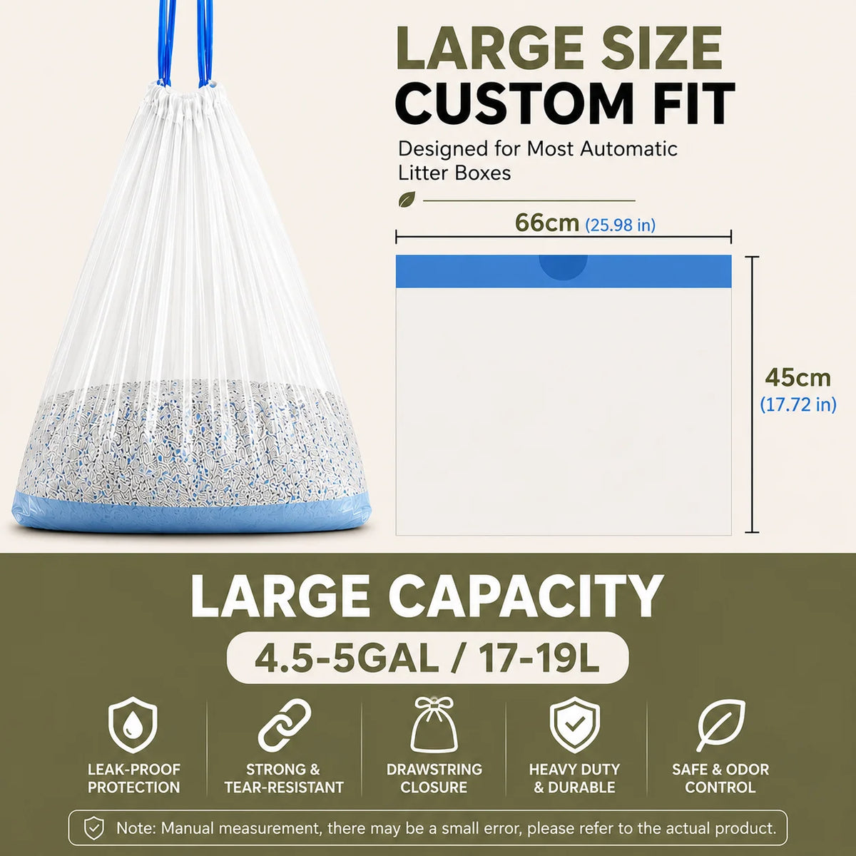Automatic Cat Litter Box Liners With Drawstring Waste Bags
