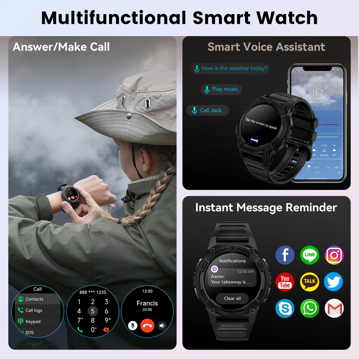 KOSPET Tank S2 GPS AMOLED Smartwatch With Bluetooth Calling