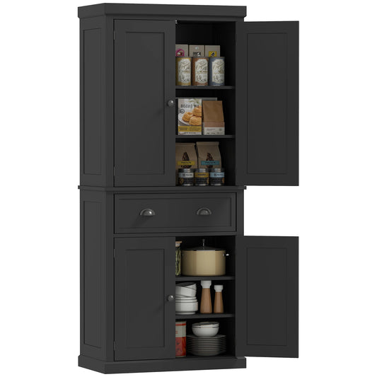 HOMCOM Traditional Kitchen Pantry Cabinet With Drawer And Adjustable Shelves