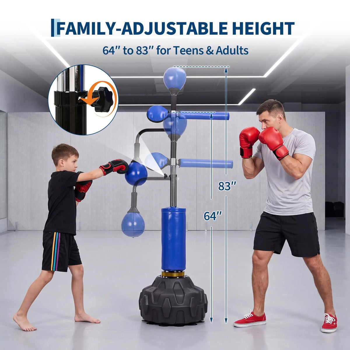 Freestanding Boxing Trainer With Swivel Bar And Dual Speed Balls