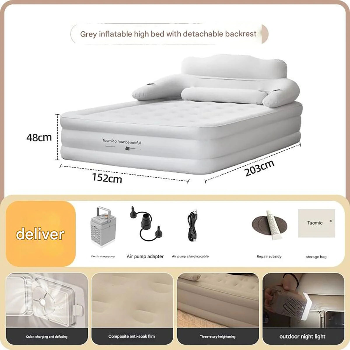 Automatic Inflatable Camping Mattress With Built In Pump for Indoor Outdoor Use