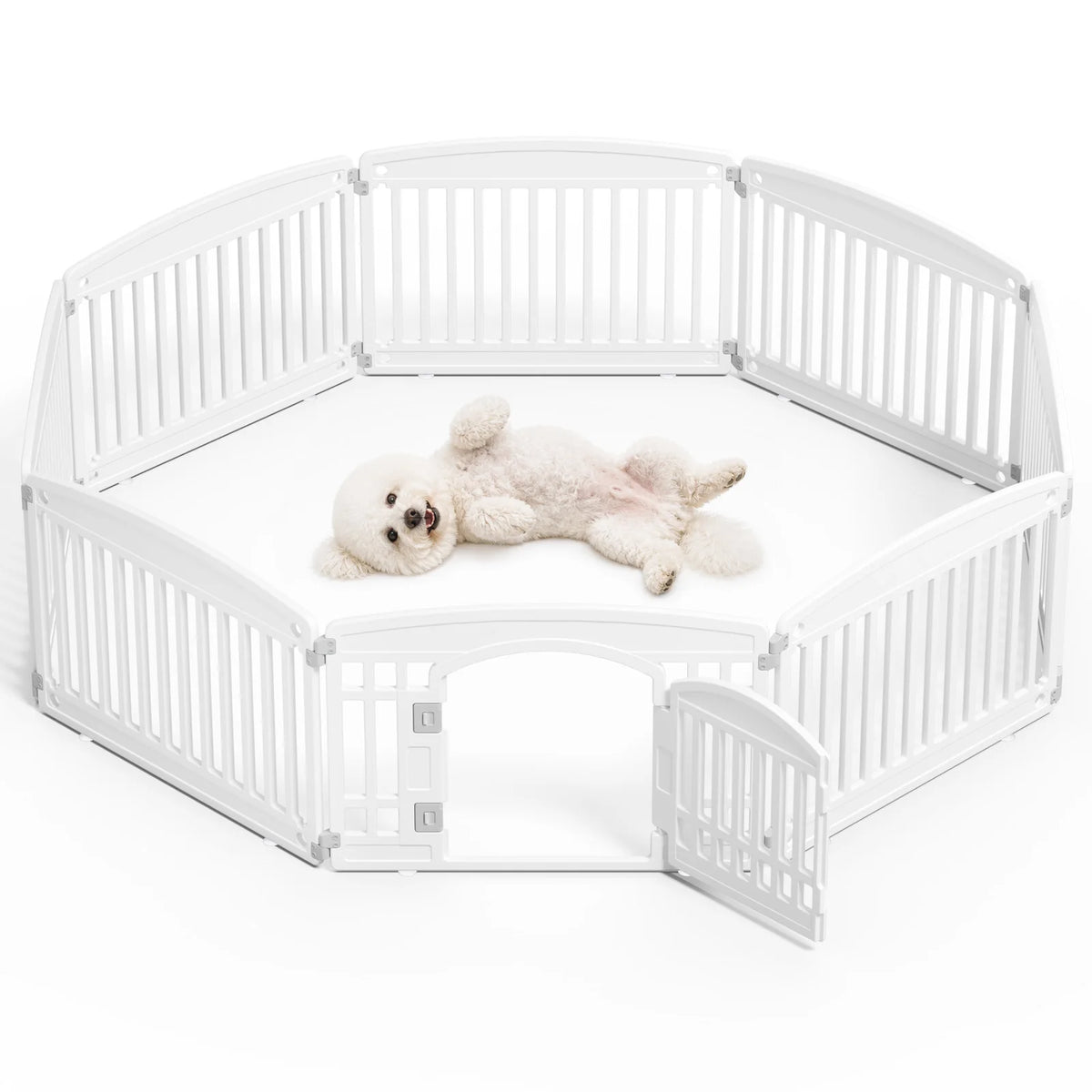 JHK Expandable Plastic Dog Playpen for Indoor and Outdoor Use