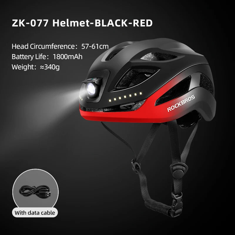 ROCKBROS Rechargeable LED Cycling Helmet With Front Safety Light