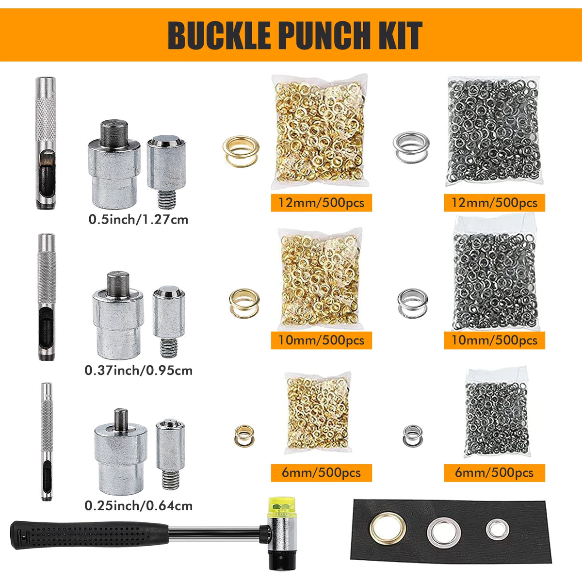 Manual Grommet Press Tool for Leathercraft and Sewing Projects