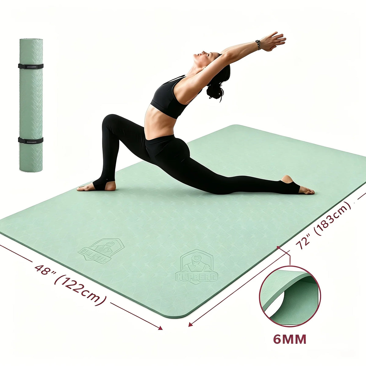 HAPBEAR Extra Large Non Slip TPE Yoga Mat for Pilates and Fitness