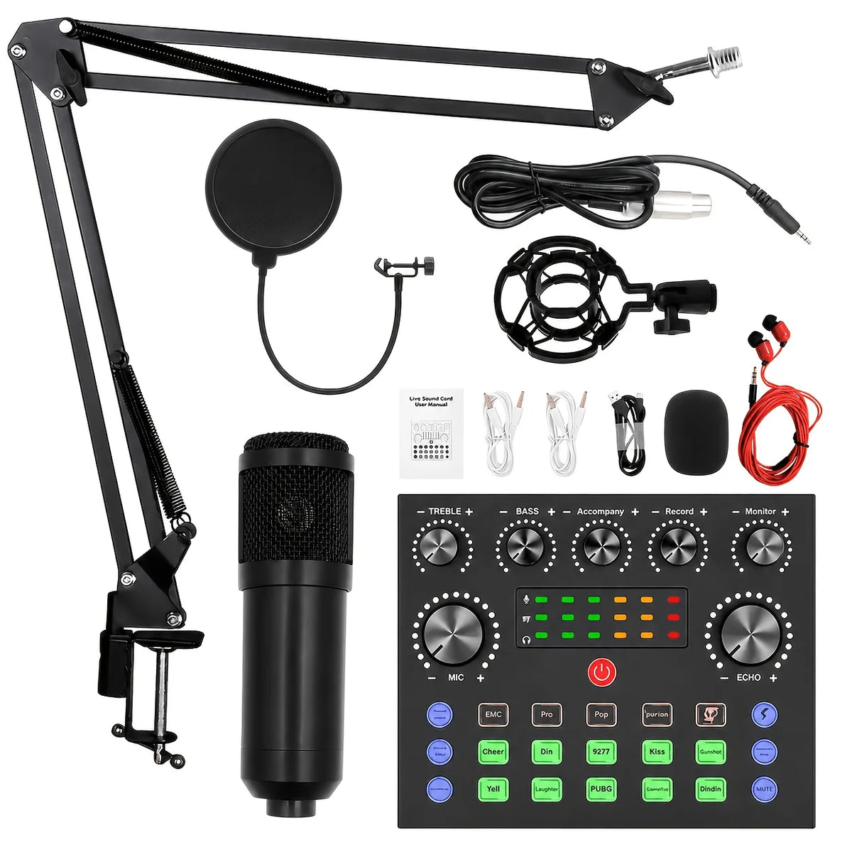 Home Recording Studio Kit With Condenser Microphone And Mixer Equipment