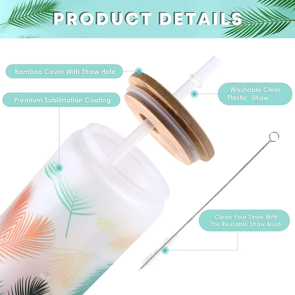 HTVRONT Sublimation Glass Tumblers With Bamboo Lids For DIY Gifts