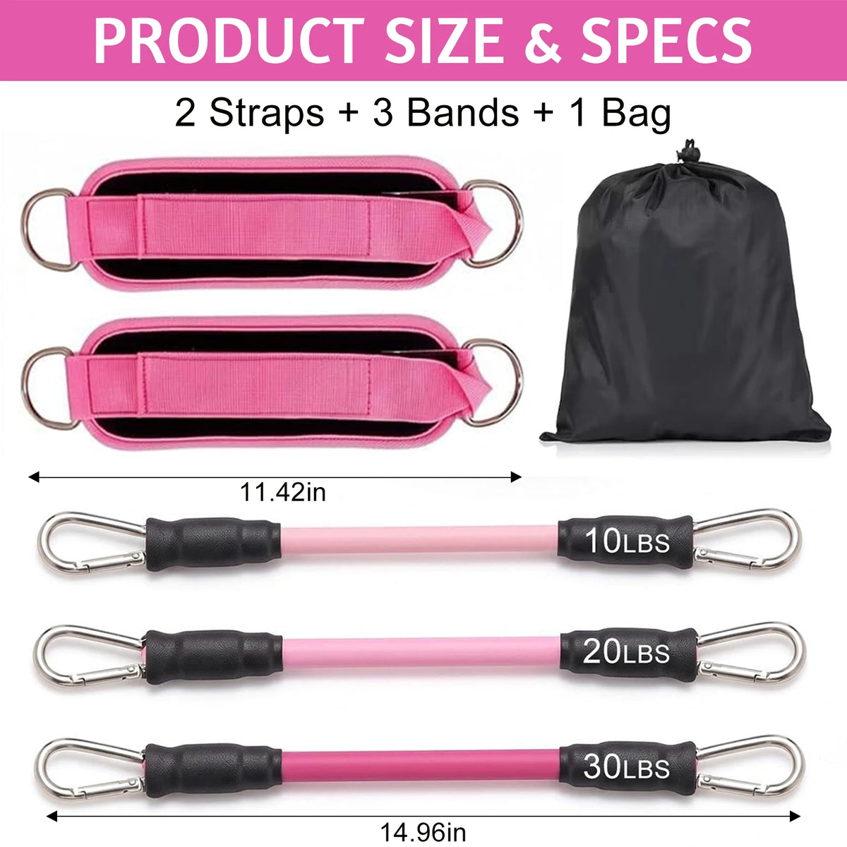 Ankle Resistance Bands With Secure Cuffs For Glute Training