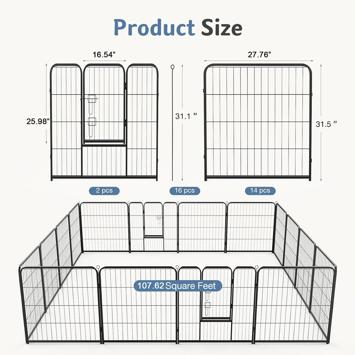 JHK Foldable Metal Dog Playpen for Indoor and Outdoor Use