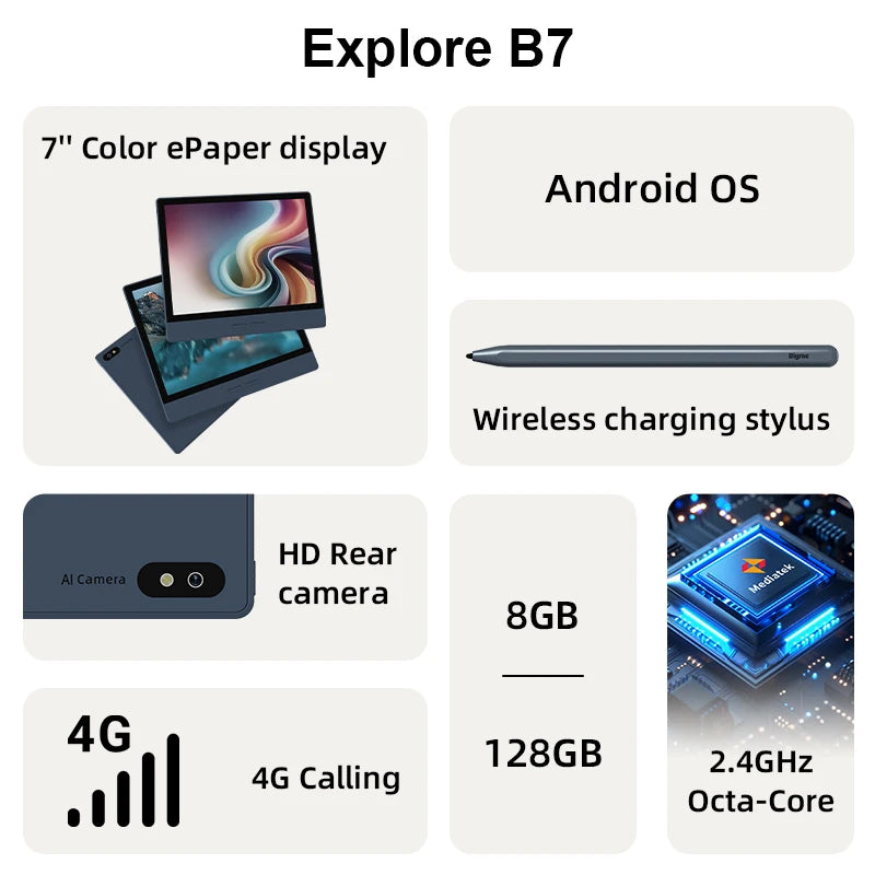 BIGME B7 Android E Reader With 4G Calling And Frontlight