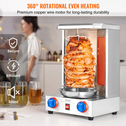 SucceBuy Gas Shawarma Grill Machine Vertical Broiler for Gyros and Kebabs